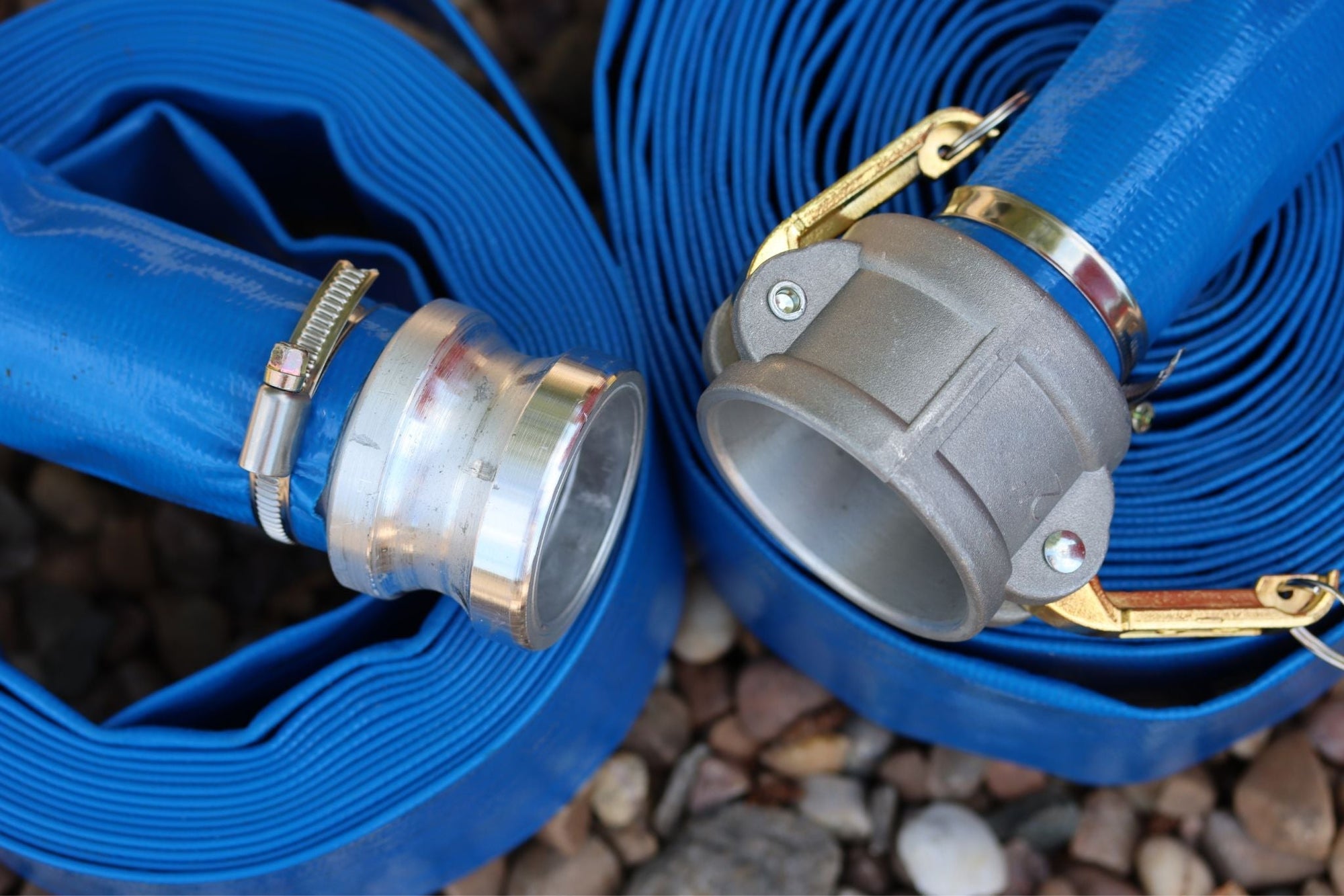 Cam adapter and coupler with layflat hose