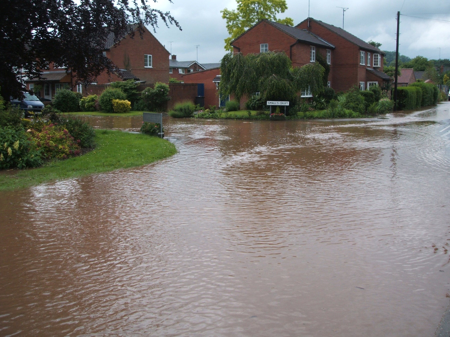 flooded street in Woodborough