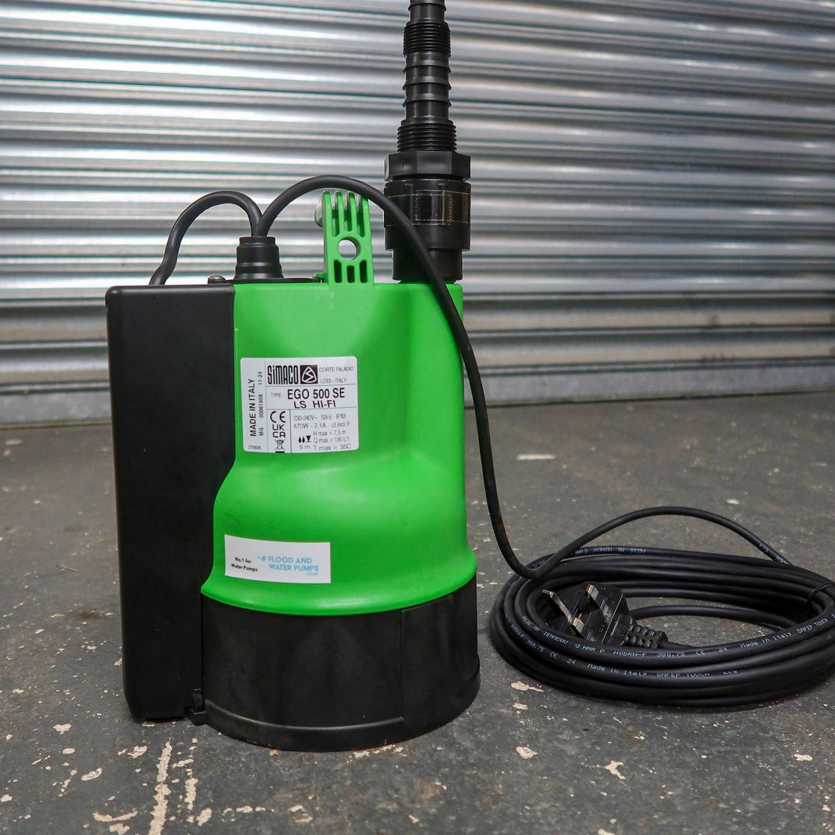 Ego 500 SELS water pump pictured in warehouse