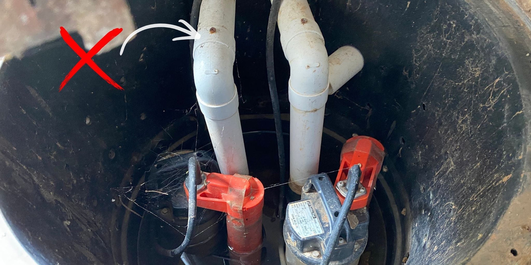 Image showing incorrect pipework fitted to a water pump