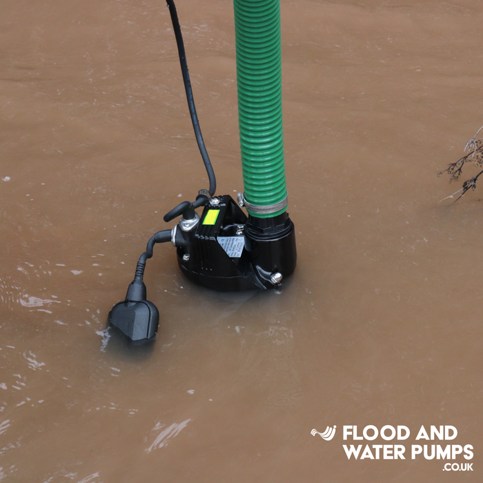 Automatic water pump pictured in flood water