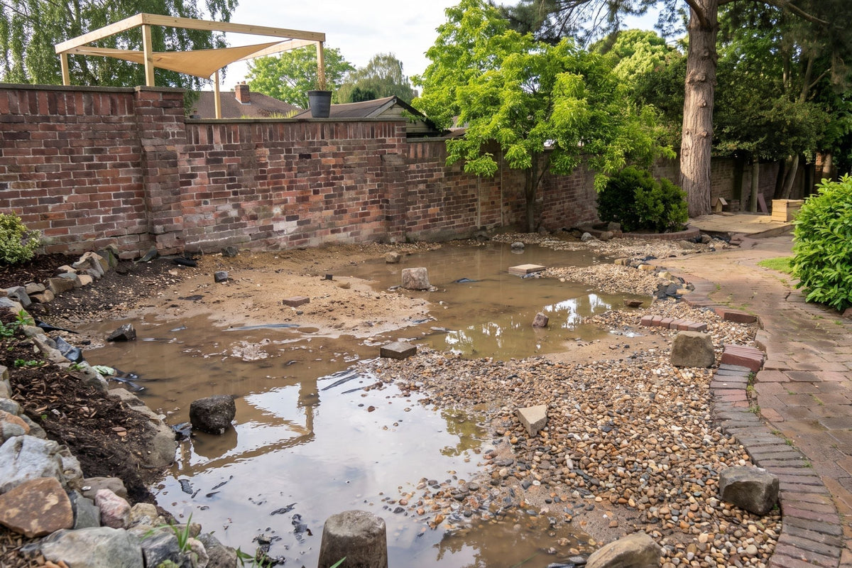 garden with flooded areas