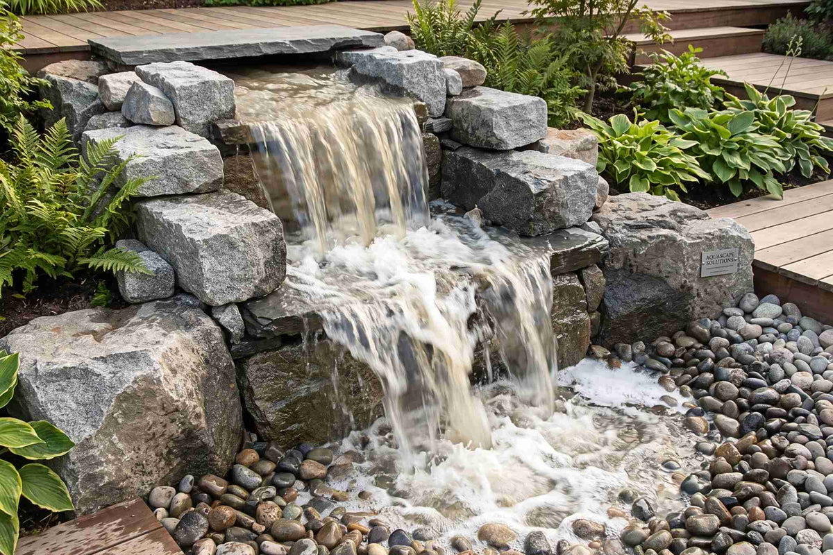 waterfall cascade with gravel base