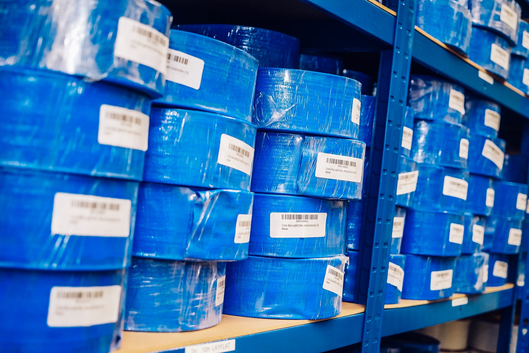 shelf of layflat hose