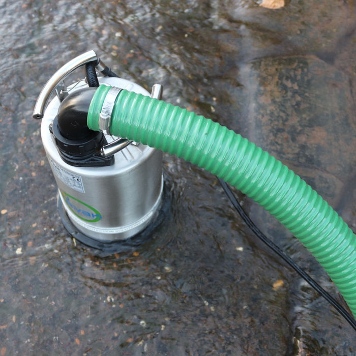 50mm Green hose attached to pump