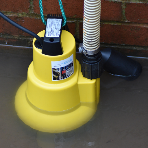 Yellow submersible pump with suction delivery hose