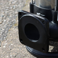 Close-up of a black opening component on sewage pump