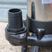 Close up of 80mm hose tail on heavy duty sewage pump