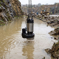 APP HD-15 Automatic pump being lowered into a quarry