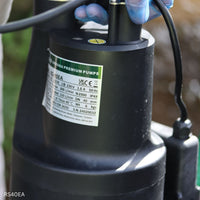close up of APP RS40EA water pump label
