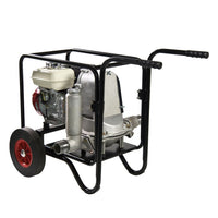 Petrol construction site water pump with frame