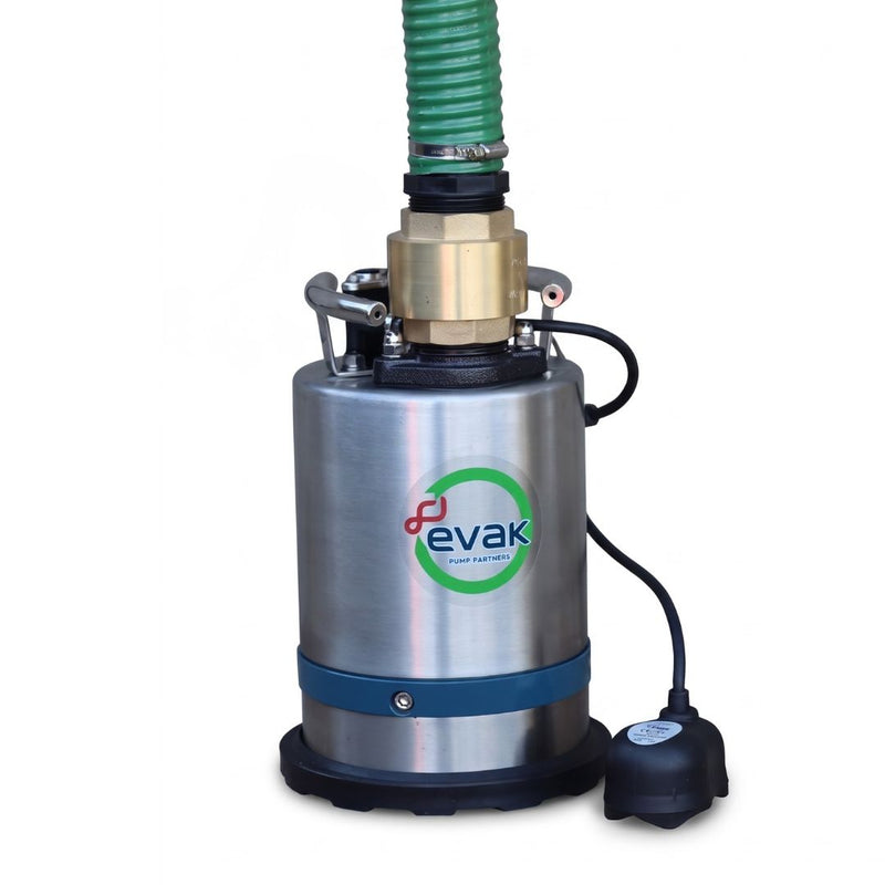 Low level puddle pump with automatic sensor and brass non return valve with suction and delivery non kink hose