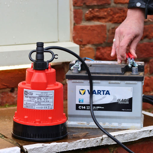Water pump powered by external battery