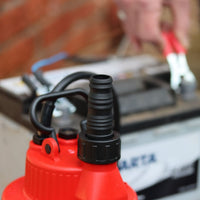 close up of 25mm hose tail on battery powered water pump
