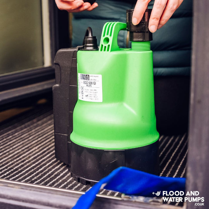 Ego 500 Gi Submersible puddle pump pictured green in colour