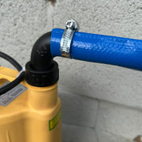 Elbow hose tail and lay flat hose on water pump