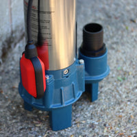 close up of automatic float on sewage pump and 50mm hosetail 