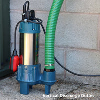 Evak Hippo 50 Sewage pump with suction and delivery hose attached  and automatic float 