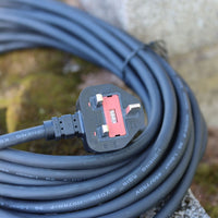 Coiled black electrical 230v plug for automatic sewage pump