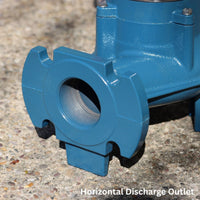 cast iron horizontal discharge outlet on Evak Hippo sewage pump