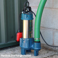 Evak Hippo 200 Sewage pump with suction and delivery hose attached  and automatic float 