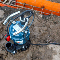 Evak Trenchman submersible pump on the esge of building foundations