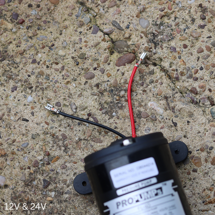 12v and 24v wires on a diaphragm surface pump