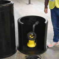 AMA drainer sump chamber cross section