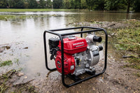 Honda WB20 engine pump next to a flood