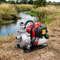 Honda WX10 pump on river bank in dry weather