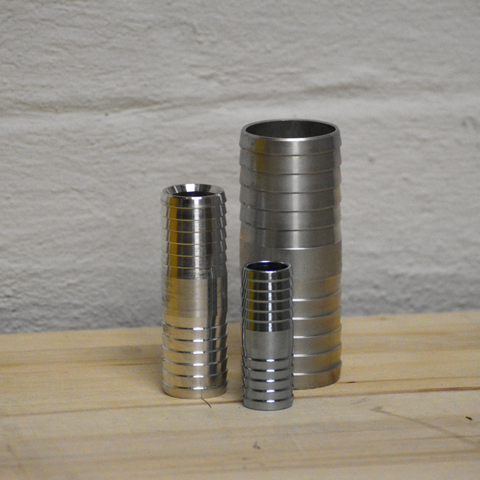 Three hose joiners 25mm, 32mm and 50mm