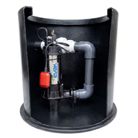 EVAK Hippo pump installed into sump pump chamber with float