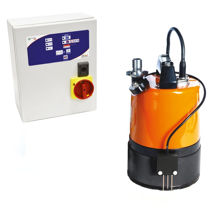 Orange tsurumi LSC1.4S puddle pump with control panel