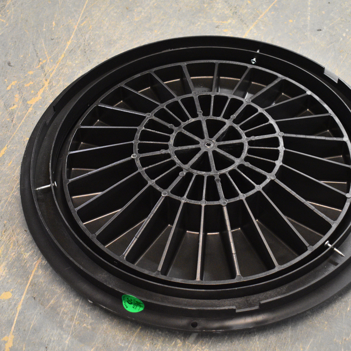 underneath circular lid for sump pump chamber