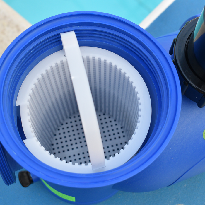 swimming pool basket strainer with handle close up