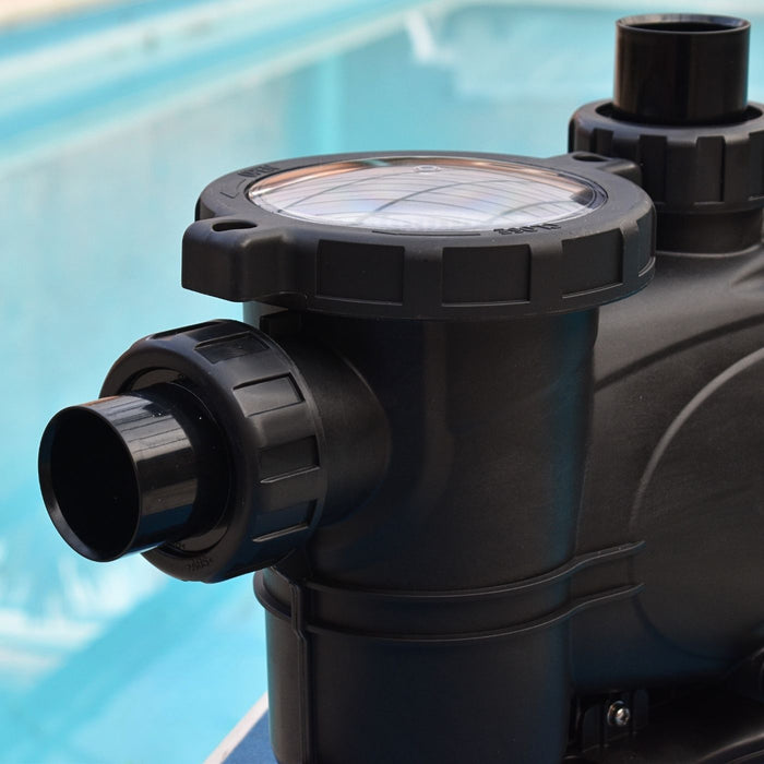 close up of plastica swimming pool pump