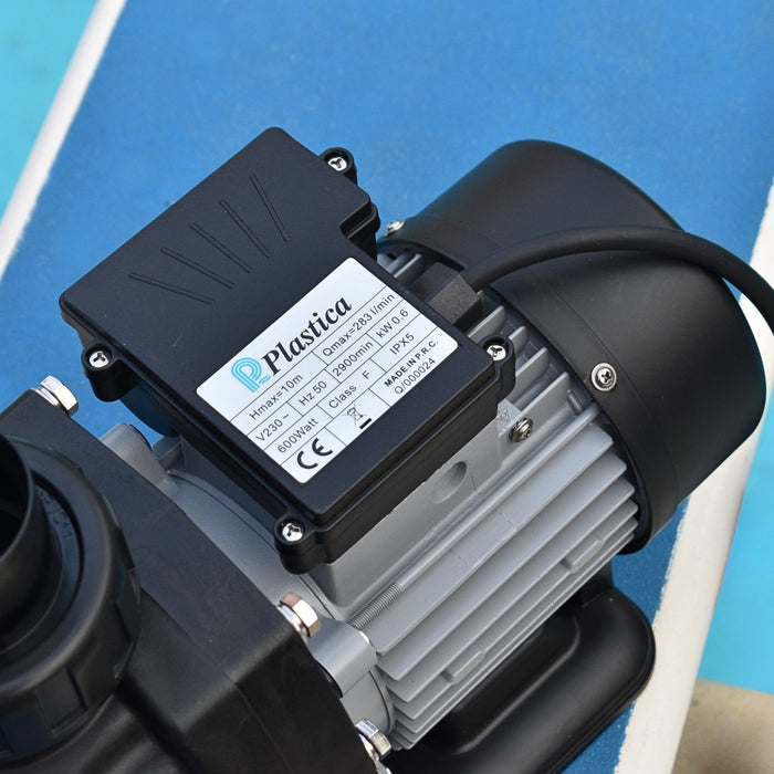plastica pool pump motor with spec label