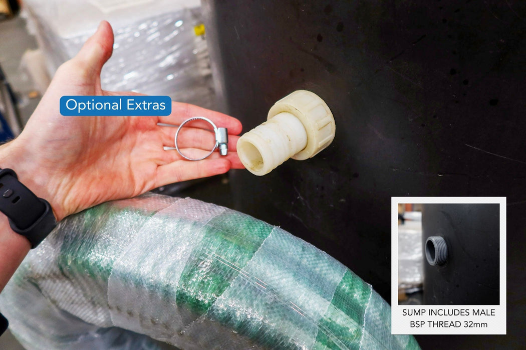 Accessories for Sump Pump Chamber, including hose and clip