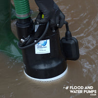 SPK450A 110v Site Drainage Water Pump being held in flood water