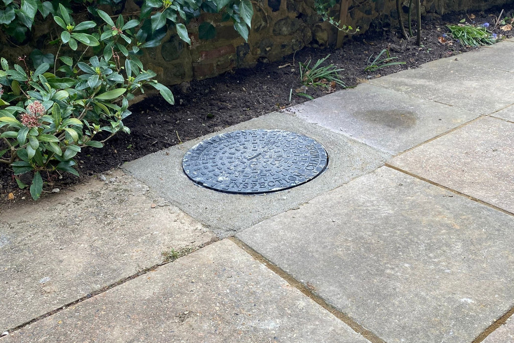 Lid for Sump Pump Chamber showing after installation