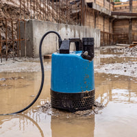 Tsurumi LB480 Blue contractor pump on construction site