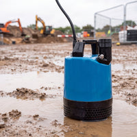 Tsurumi LB480 submersible pump on construction site with muddy water