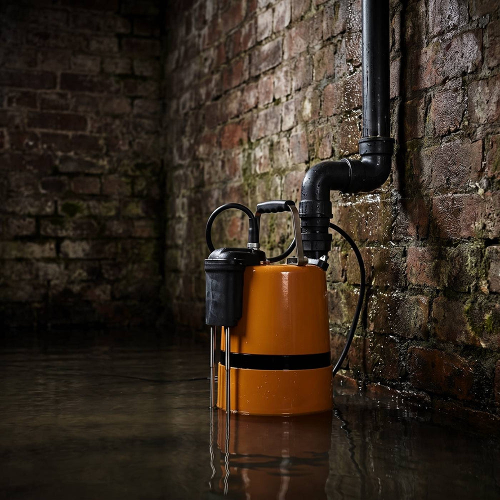 Automatic Tsurumi LSC 1.4S with sensor installed into a cellar. Includes extension probes