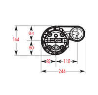 top down technical drawing for Evak Hippo 75 water pump