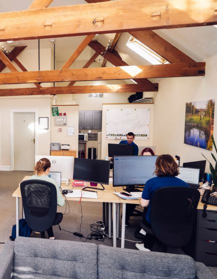 flood and water pump staff in office