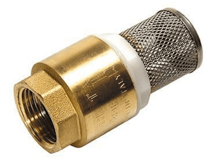 Foot valve and strainer - brass, s/steel c/w nylon valve