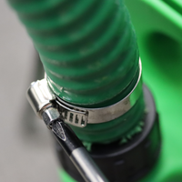 hose clip being fastened to a water pumo