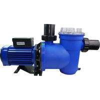 blue swimming pool pump