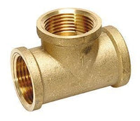 brass T-shaped pipe fitting used to split or combine fluid flows