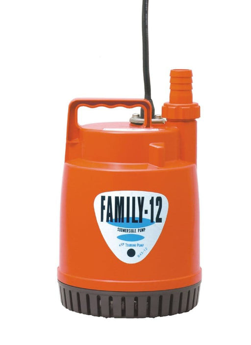 tsurumi family 12 submersible puddle pump on white background